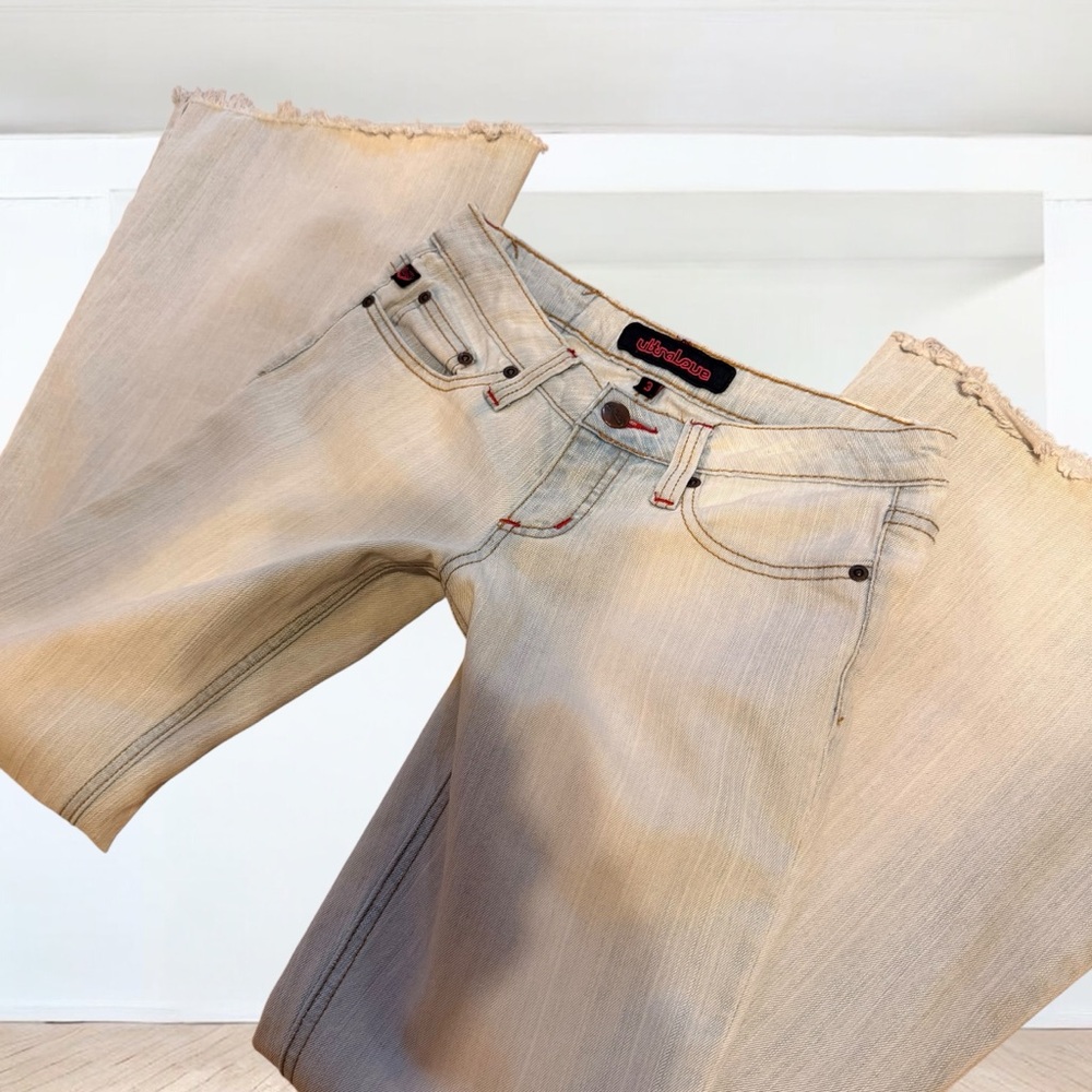 1217 Retro Ultralove Low Rise Super Flare Jeans 3R (27x31) Light Wash Stretch - Picture 2 of 14